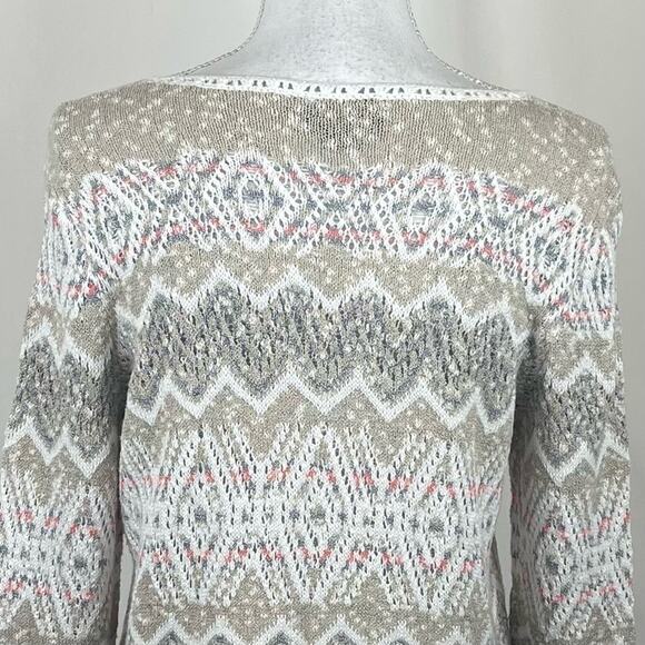Pendleton Cream & Tan Pastel Crocheted Cottage Sweater Cardigan NWOT Size S - Picture 6 of 12